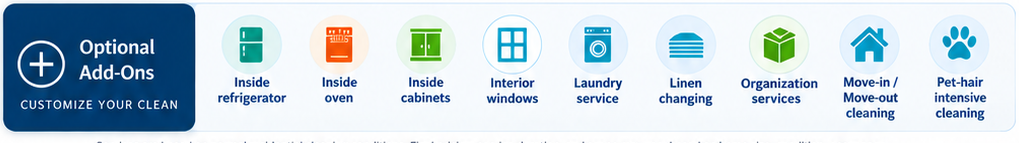 Optional residential cleaning add-ons.